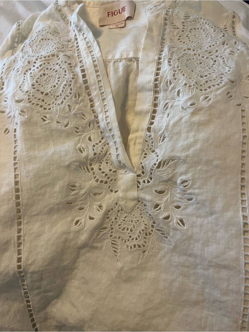 Rylie top x small $428 Eyelet Peasant Top in Cream - Picture 6 of 7